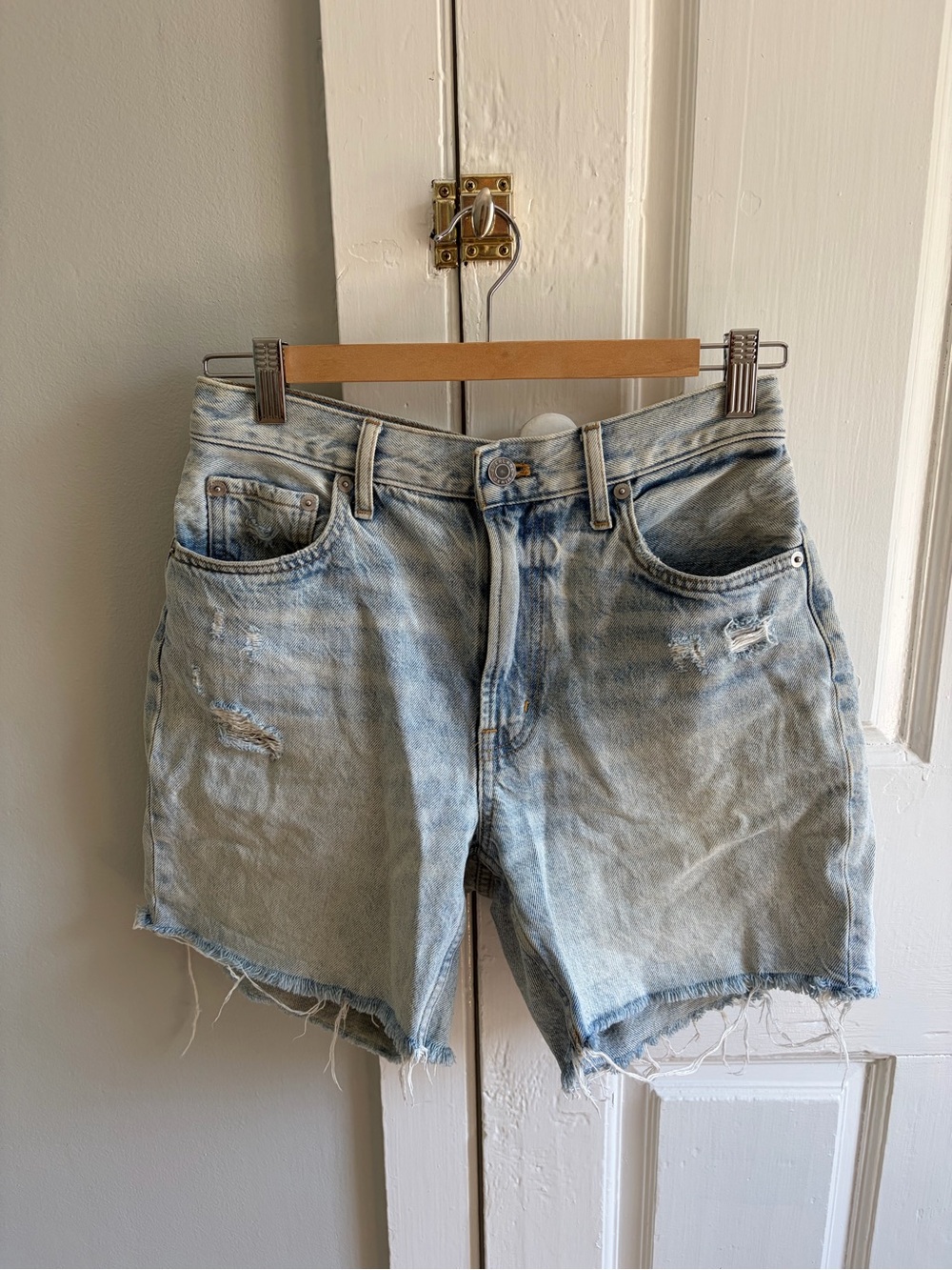 Everlane Light Blue Distressed Denim Shorts